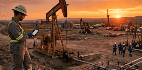 Construction man at oil field