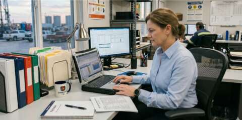 woman working at desk